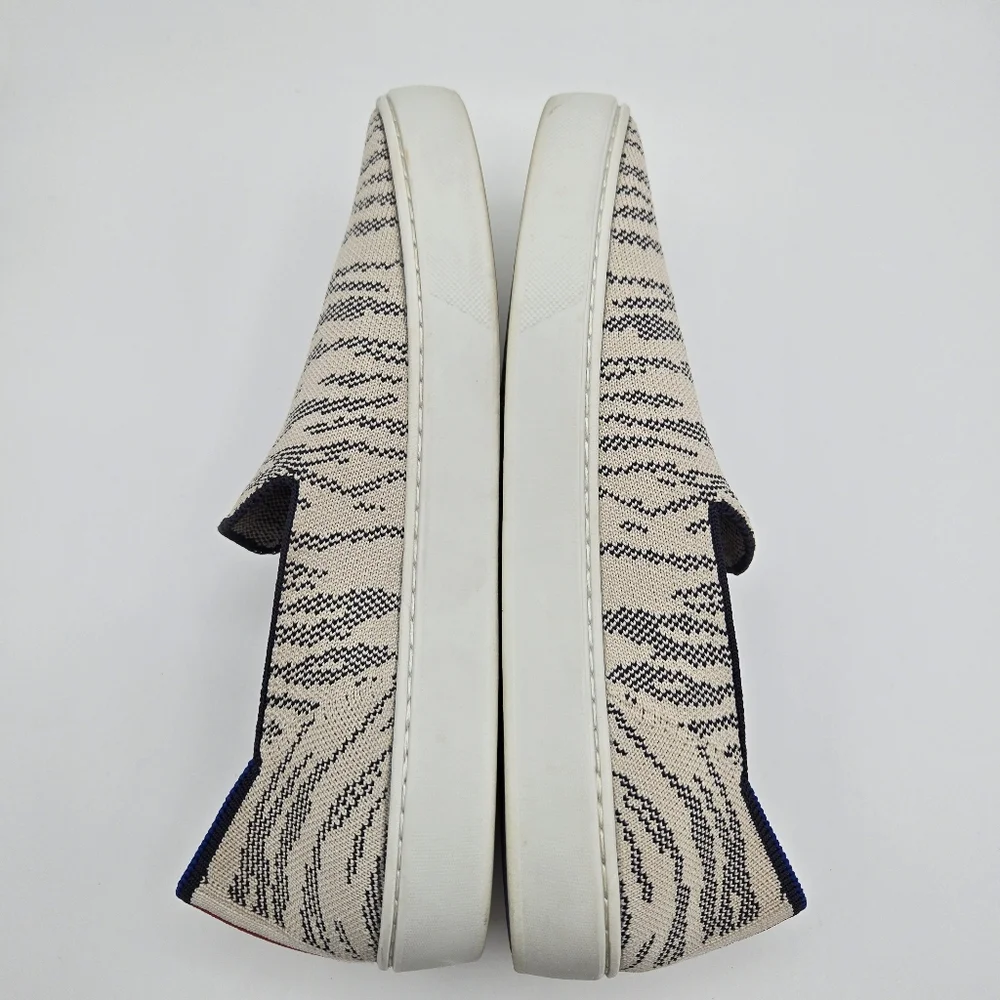 Rothy's The Sneaker Maritime Tiger Slip On Shoes Gray Stripe Women's Size 8.5